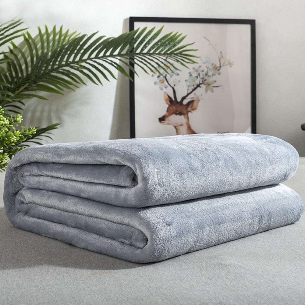 Faux Fur Blanket Solid Color Grey Flannel Fleece Blanket Adult Kids Soft Plush Warm Blanket Bed Cover for Home Office Bedspread