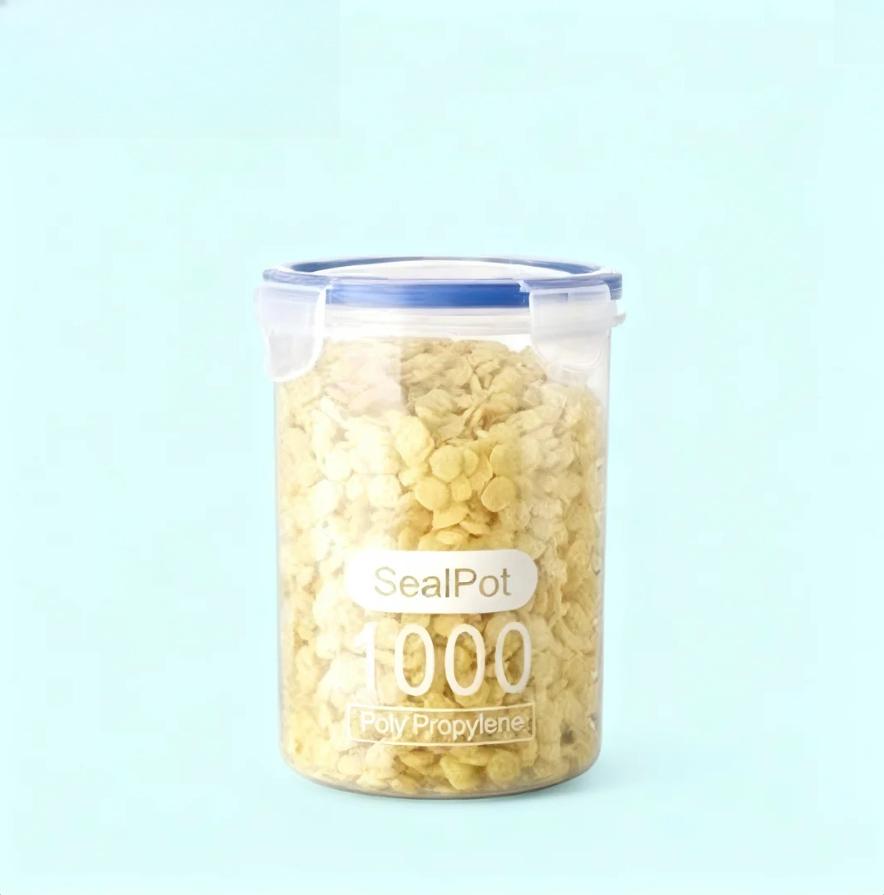 Round Transparent Plastic Sealed Food Storage Container with Lid for Kitchen Dry Food Milk Powder Grains