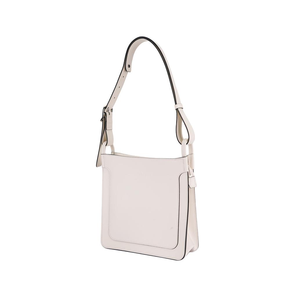Longchamp Le Foulonné Silver Metal Zipper Closure Calfskin Hobo Bag Women Handbags White 10272HFI037