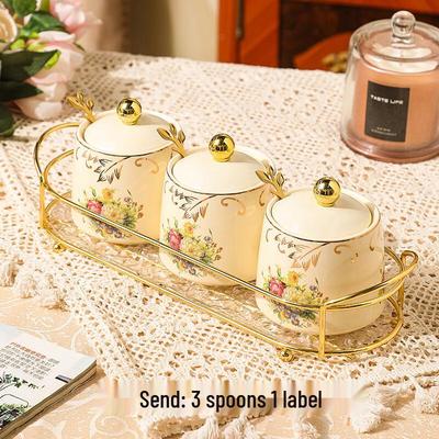 Набор из 3 банок для приправ ZISIZ Golden Flower Sea