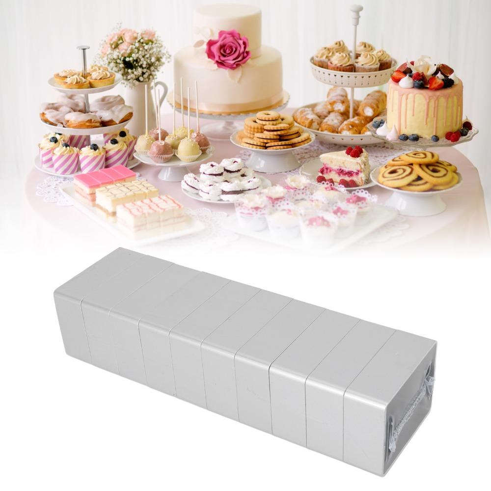 10PCS Stainless Steel Press Stamp Mooncake Mold Rectangle Cookie Biscuit Mold  Baking