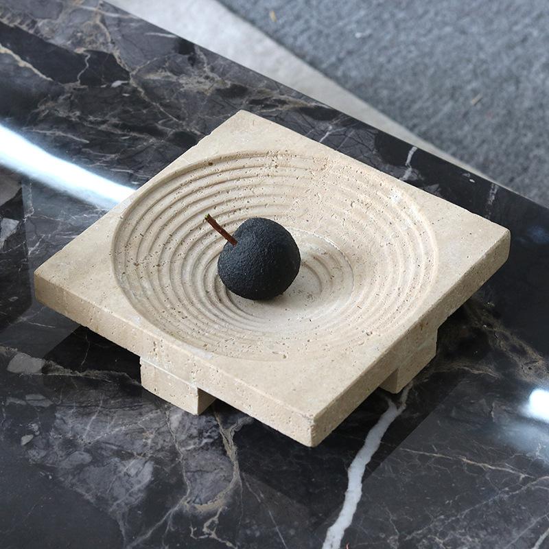 Стиль ваби-саби Имитация травертина Геометрическая квадратная лестница Фруктовая тарелка Украшения Модель комнаты Кабинет Журнальный столик Настольное художественное украшение