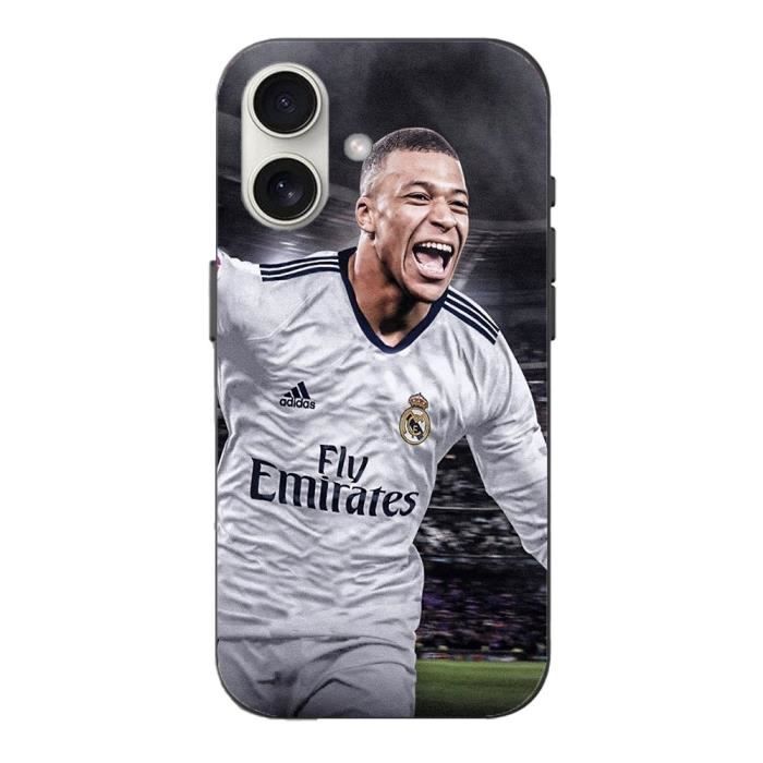 Coque Iphone 16 Plus - Kylian Mbappe - Real Madrid - Souple - Gris - Mixte