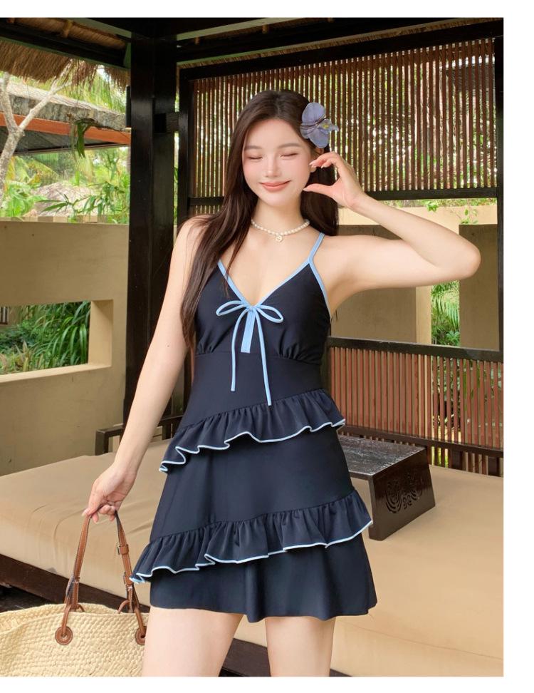 Женский слитный купальник-юбка большого размера 2025 - Стильный весенний пляжный наряд для пышных фигур