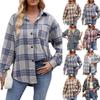 Women's Clothing, Thousand Bird Plaid, Buttons, Flannel, Woolen Shirt