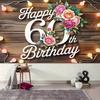 2D 60th Birthday Banner Rustic Wooden Floral Background for Women 60th Birthday Party Decoration