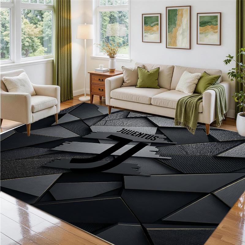 Juventus FC Design Crystal Velvet Rug Soft Decorative Mat for Bedroom Entrance