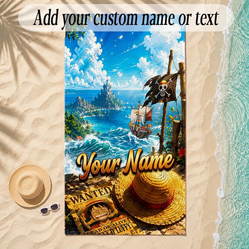 Beach TowelOne Piece Custom Name Text Personalized Soft Towel for Beach Pool Indoor Home Decor Gift