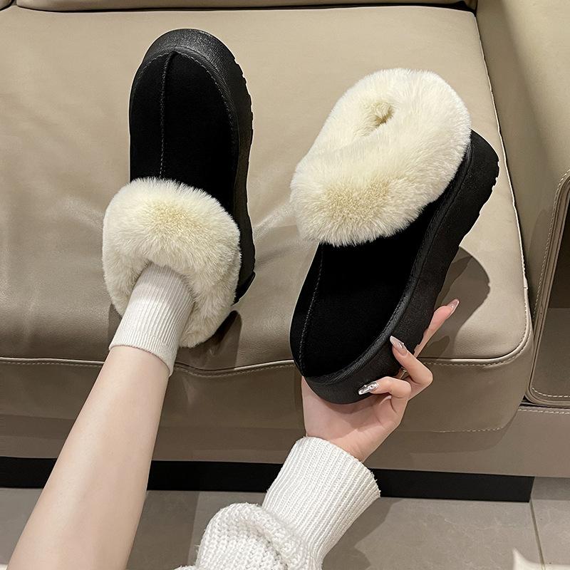 Autumn and Winter New Thick-soled Warm Snow Boots Women's Thickened Warm Fur Integrated Outer Wear One Pedal Hair Boots