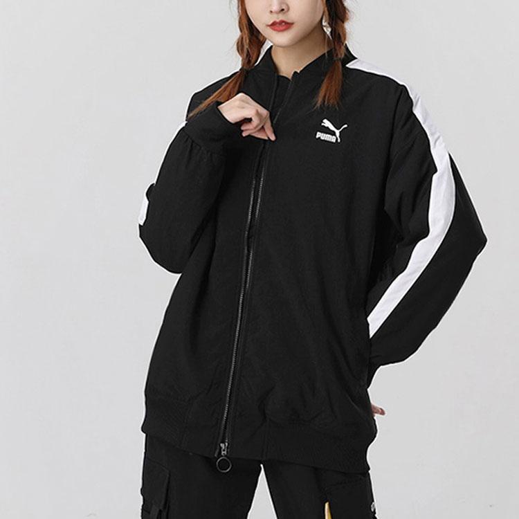 (WMNS) PUMA Classics Бомбер с принтом логотипа Черный Женская 530275-01