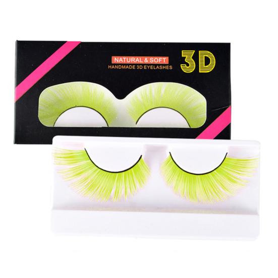 1 пара 3D цветных ресниц Мягкие пушистые ресницы из искусственного волокна 9 мм Наращивание ресниц с насыщенными цветами Хэллоуин Рождество Косплей Макияж Поддельный