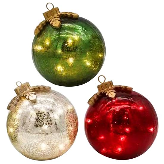 Стеклянная настольная рождественская игрушка со светодиодной подсветкой Стеклянный шар с функцией таймера 6-дюймовая светящаяся сфера для праздничного центрального элемента