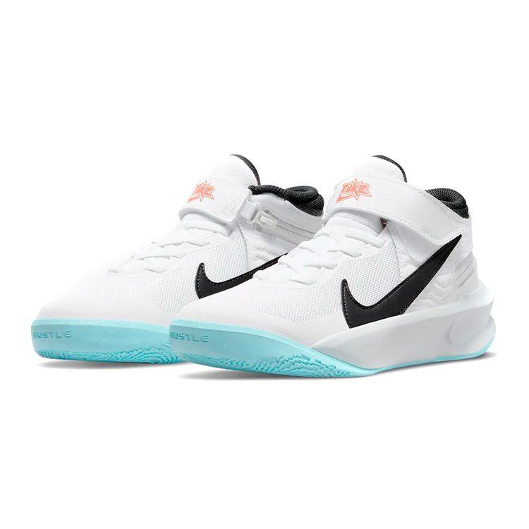 Nike Кроссовки для баскетбола Team Hustle D 10 Flyease, нескользящие, износостойкие, дышащие, низкие, унисекс, белые с синим, DD7303-102