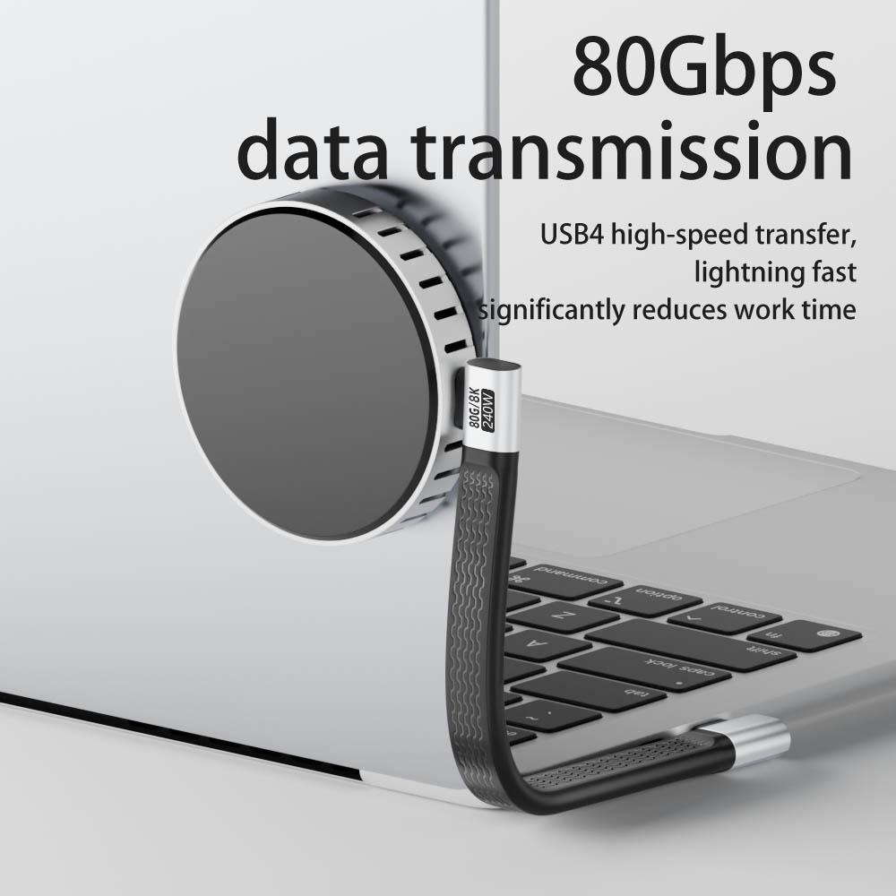 Right Angle USB4.0 Type-C Cable 13cm 80Gbps Data Cord 240W PD Fast Charging 8K@60Hz Video for Docking Station Laptop Monitors