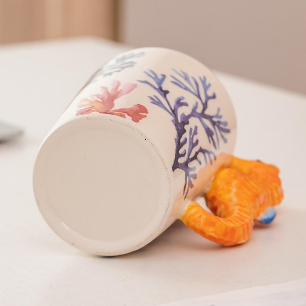 Dolphin Seahorse Octopus Ceramic Mug Coffee Cup With Handle Marine Animal Porcelain Milk Tea Mug Gift For Kids