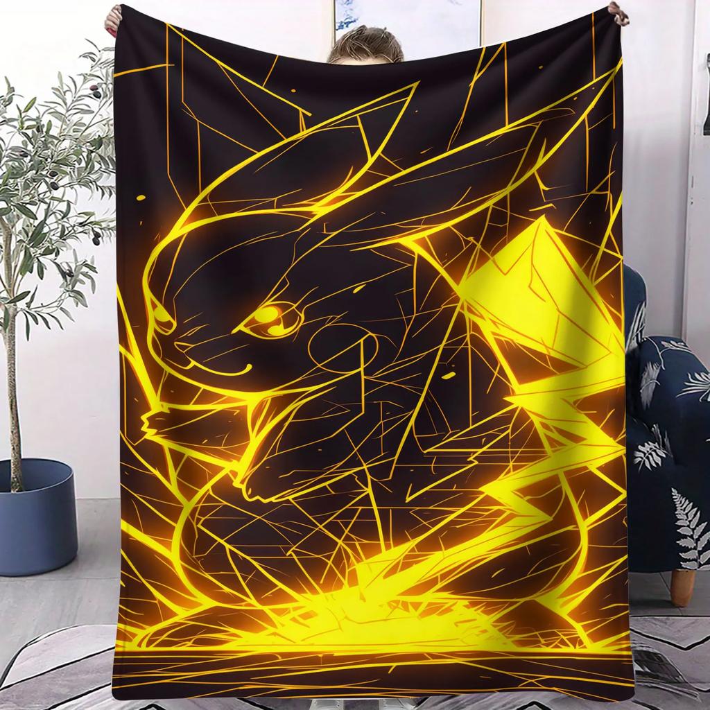 Pokemon Pikachu & Eevee Flannel Blanket Hot Anime Soft Warm Throw Sofa Bed Couch Cover Nap Cape Shawl Camping Fans Kids Gift