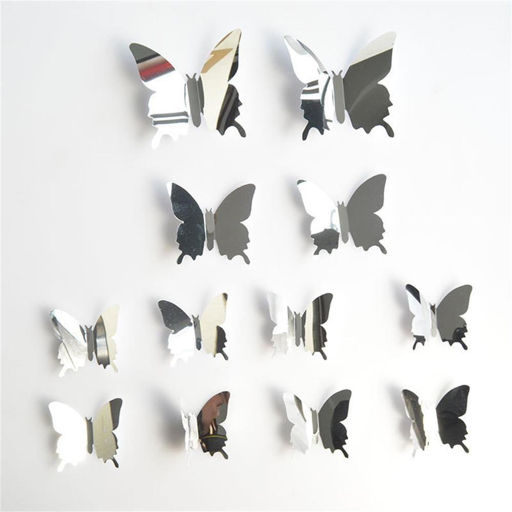 Living Room Decoration Popular PVC Butterflies Mural Decal Home Decor 3D Mirror Wall Sticker