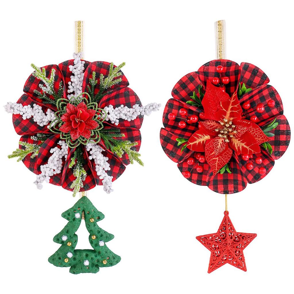 Christmas Wreath & Star Pendant - Festive Door & Window Decoration