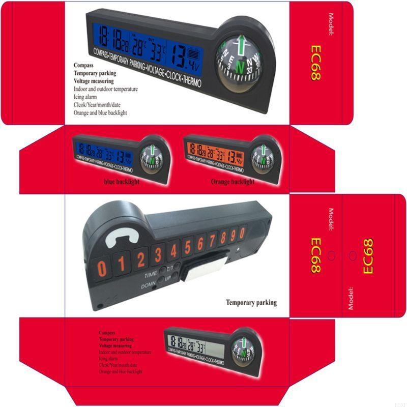 2025 Новая машина Временная парковка Украшение Автомобильный Цифровой Лагерь Часы Термометр 12 В Метр Будильник ЖК-подсветка