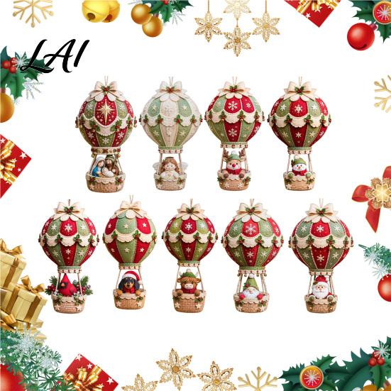 Holiday Handmade Gift Sets DIY Christmas Hot Air Balloon Hanging Ornament Kit 3D Fabric Craft Festive Home Decor Ornaments Project with Santa