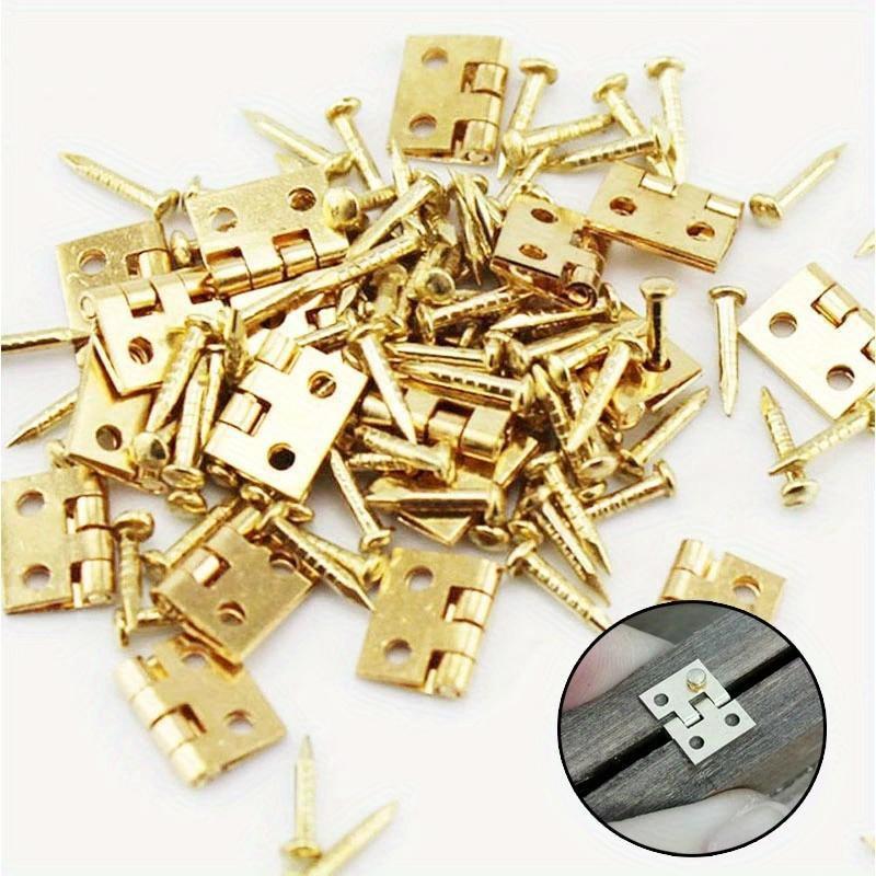 50Pcs Tiny Golden Mini Small Metal Hinge for 1/12 House Miniature Cabinet Furniture Fittings for Cabinets 10 X 8mm Home Hardware