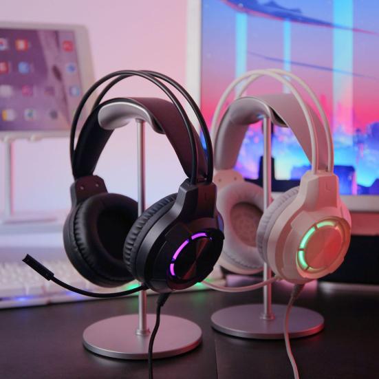 Шумоподавляющие наушники с амбушюрами из пены с эффектом памяти. Универсальная легкая игровая проводная гарнитура с объемным звуком и микрофоном.