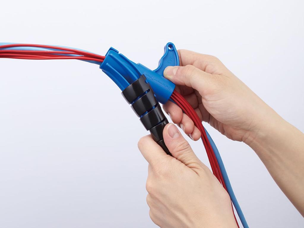 HellermannTyton Hela Wrap Wire Bundling and Protection Tubing (Includes 1 HAT Tool), Weather-Resistant, Black, 25m, HWPE8-W