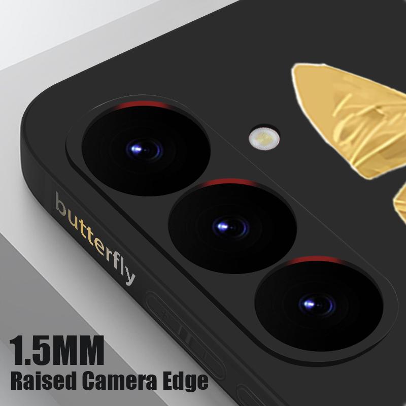 Чехол с гальваническим покрытием и рисунком золотой бабочки для Samsung Galaxy A56 A17 A26 A16 A36 A55 A54 A53 A15 S24 S25 FE S25 S22 S23 Ultra Plus со шнурком, мягкий чехол