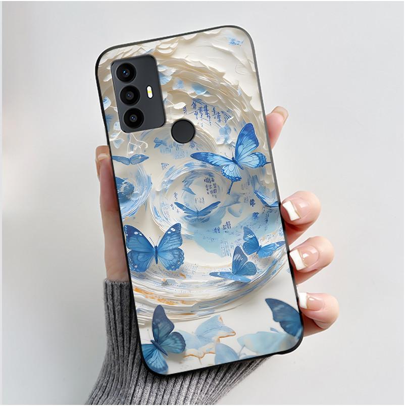 Cute Case For TCL 30 SE Protective Cover For TCL 30E Funda For TCL 306 305 Printing Shell Soft Silicone Cartoon Black Casing