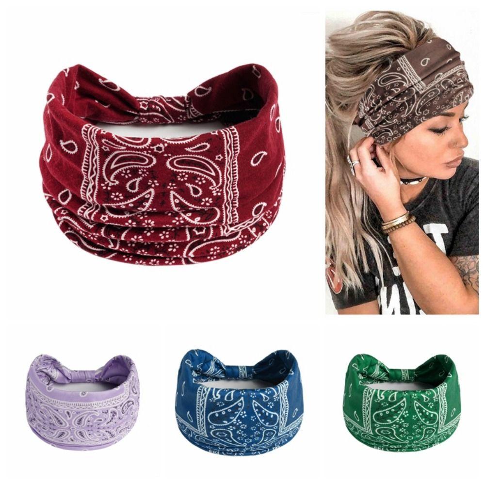 Elastic Yoga Headband Cashew Print Floral Bandanas Headband Girls Ladies