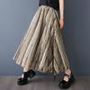 2025 Women Summer Plus Size Skirts Vintage Elastic Pleated Elegant Stripe Skirts New High Waist