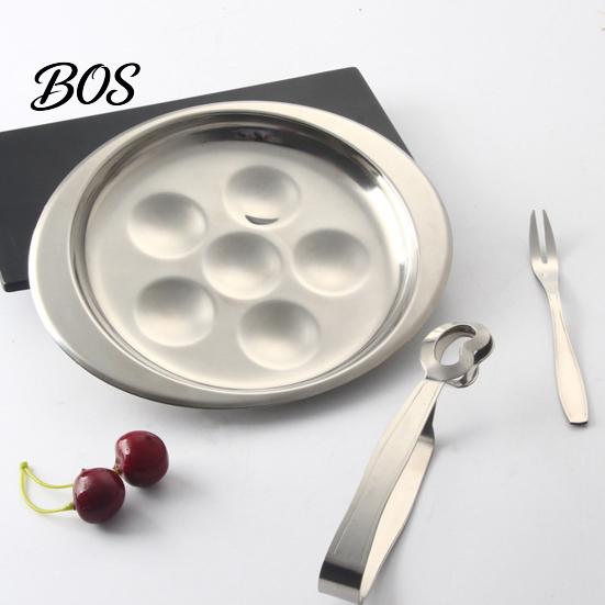 Snail Fork Clips Stainless Steel Escargot Plate with Forks, 6/12 Hole Gratin Dish for Oven, Appetizer Serving Tray Non-Slip Grooves, Elegant Seafood,