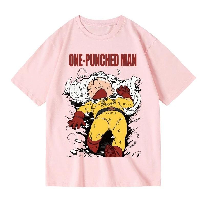 One-Punch Man Сайтама Смешная Пародия Нокаут Манга Графическая Футболка Белая Унисекс Оверсайз Повседневная Аниме Уличная Одежда Футболка