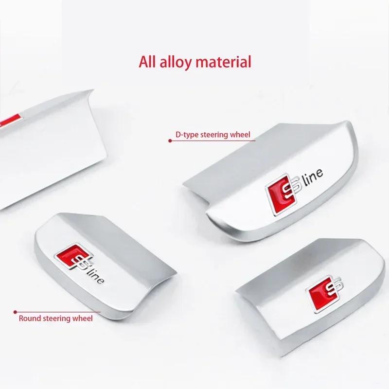 For Audi RS3 3D Aluminum Alloy S Sline Logo Emblem Car Steering Wheel Sticker Interior Decals Accessories For Audi A3 A4 A5 A6 A7 Q5 Q7 Q2 Q3