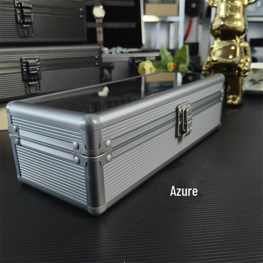 Алюминиевая коробка для хранения часов с 4 отделениями - Ударопрочный и запираемый подарочный кейс