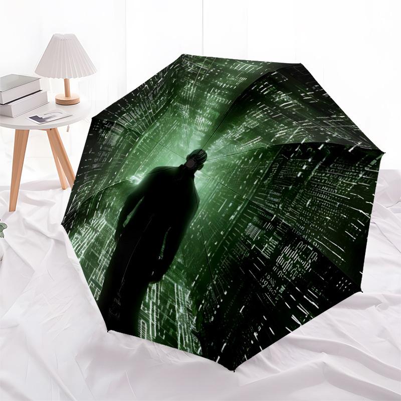 1pc Matrix, Digital Cityscape Automatic Open/Close Umbrella - 8-Rib Stability - All-Season Everyday & Formal Use, Fashion Lovers yy251022018