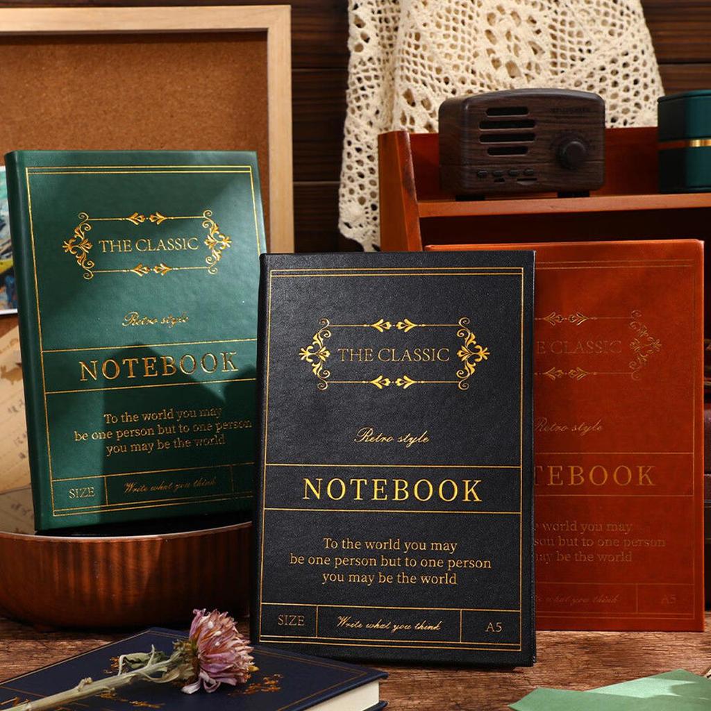 A5 Leather Student Subject Notebook, Diary, Lined Pages, Business Meeting Record Book, Notepad, Travel Log, 120 Sheets 240 Pages