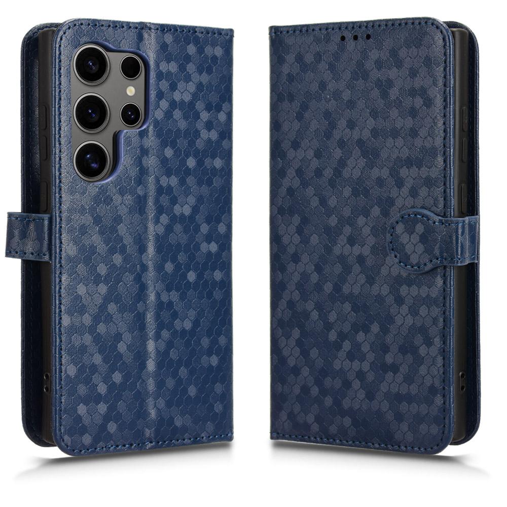 For Samsung Galaxy S24 Ultra Cell Phone Case PU Leather Wallet Imprinted Foldable Stand Cover