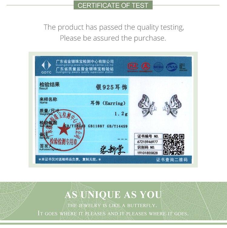 WOSTU Сверкающее серебро 925 пробы, сверкающие нежные серьги-гвоздики с бабочкой и цирконом для женщин, модные вечерние ювелирные изделия, подарок