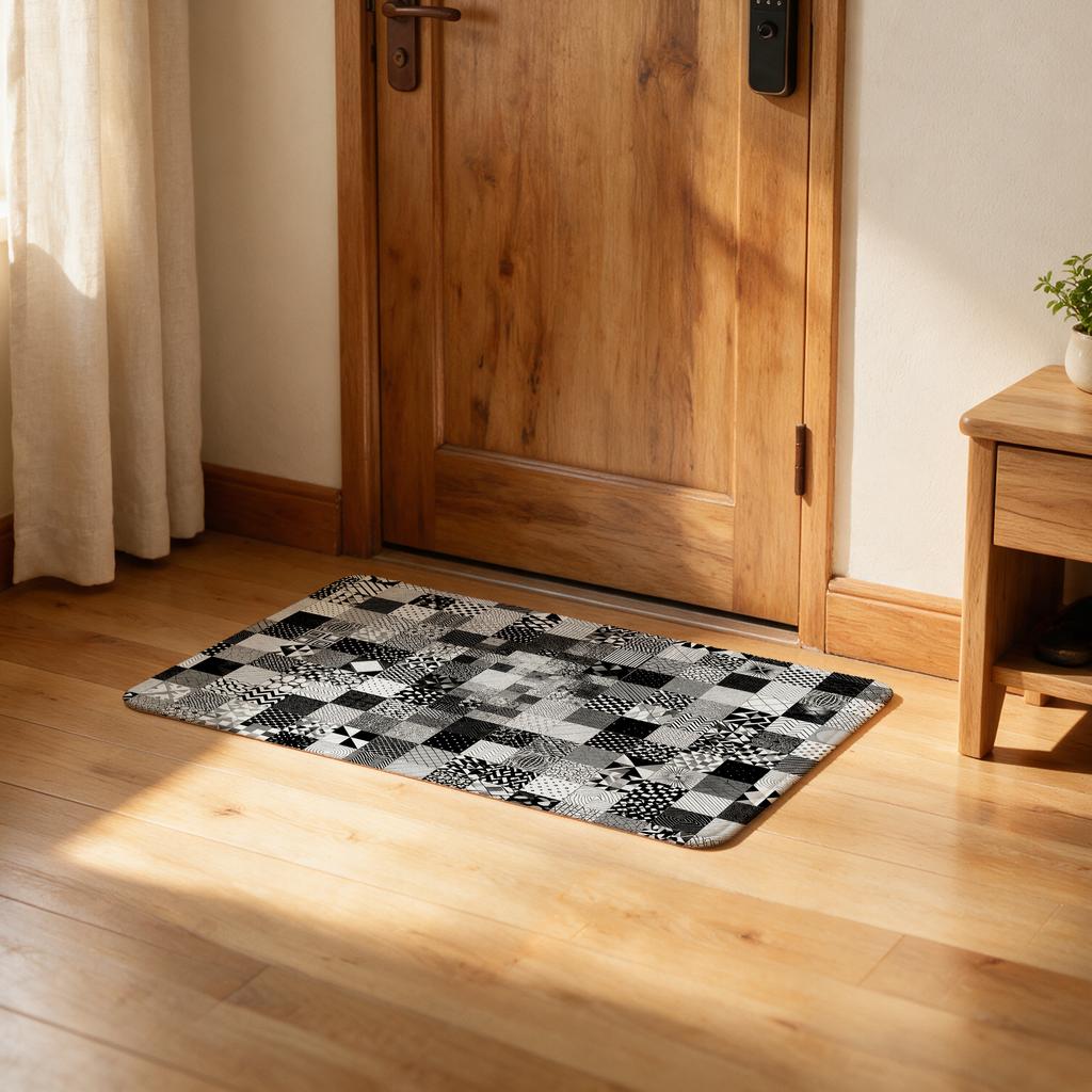 Abstract Geometric Black and White Area Rug Modern Patterned Accent Mat for Living Room Bedroom Home Decor Floor Carpet Runner