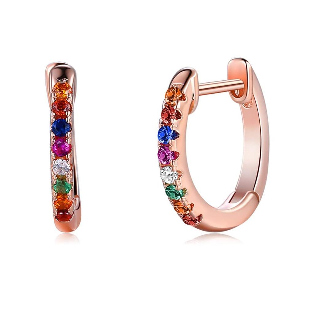 Rockyu Серьги для 925 Зеркальное Кольцо Хуп Ювелирные изделия Женские, Серебро, Цирконий, Мульти-Бриллиант, Отделка, Круглые, Серьги, Серьги, Гипоаллергенные,