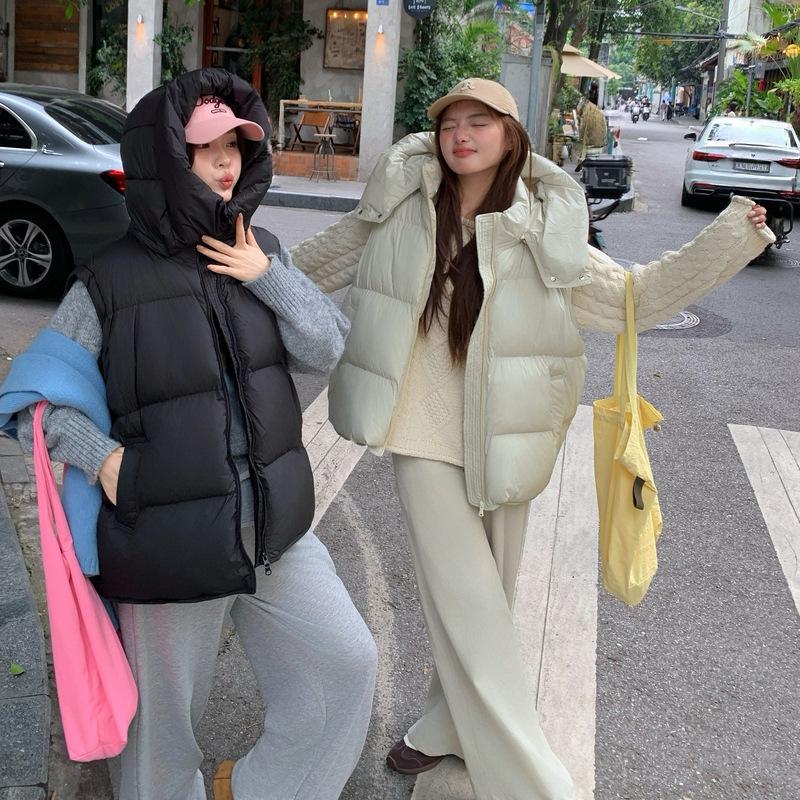 New casual loose large size small sleeveless vest stand neck cotton jacket vest jacket female foreign style design