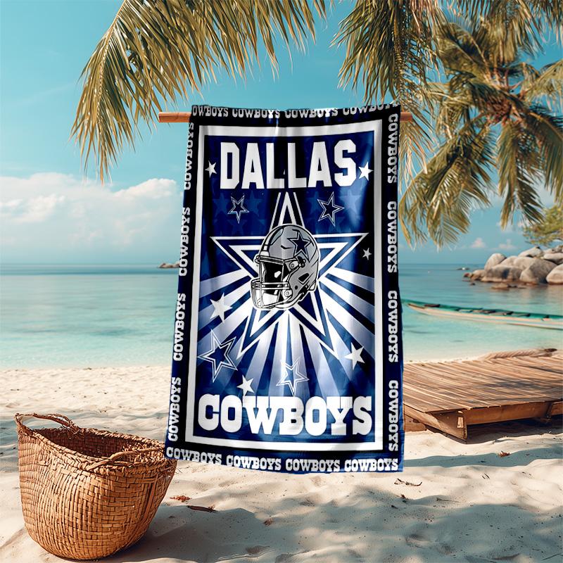 proof beach towel with Dallas Cowboys pattern - soft,absorbent,quick-drying,machine washable - perfect for swimming,camping,bathing