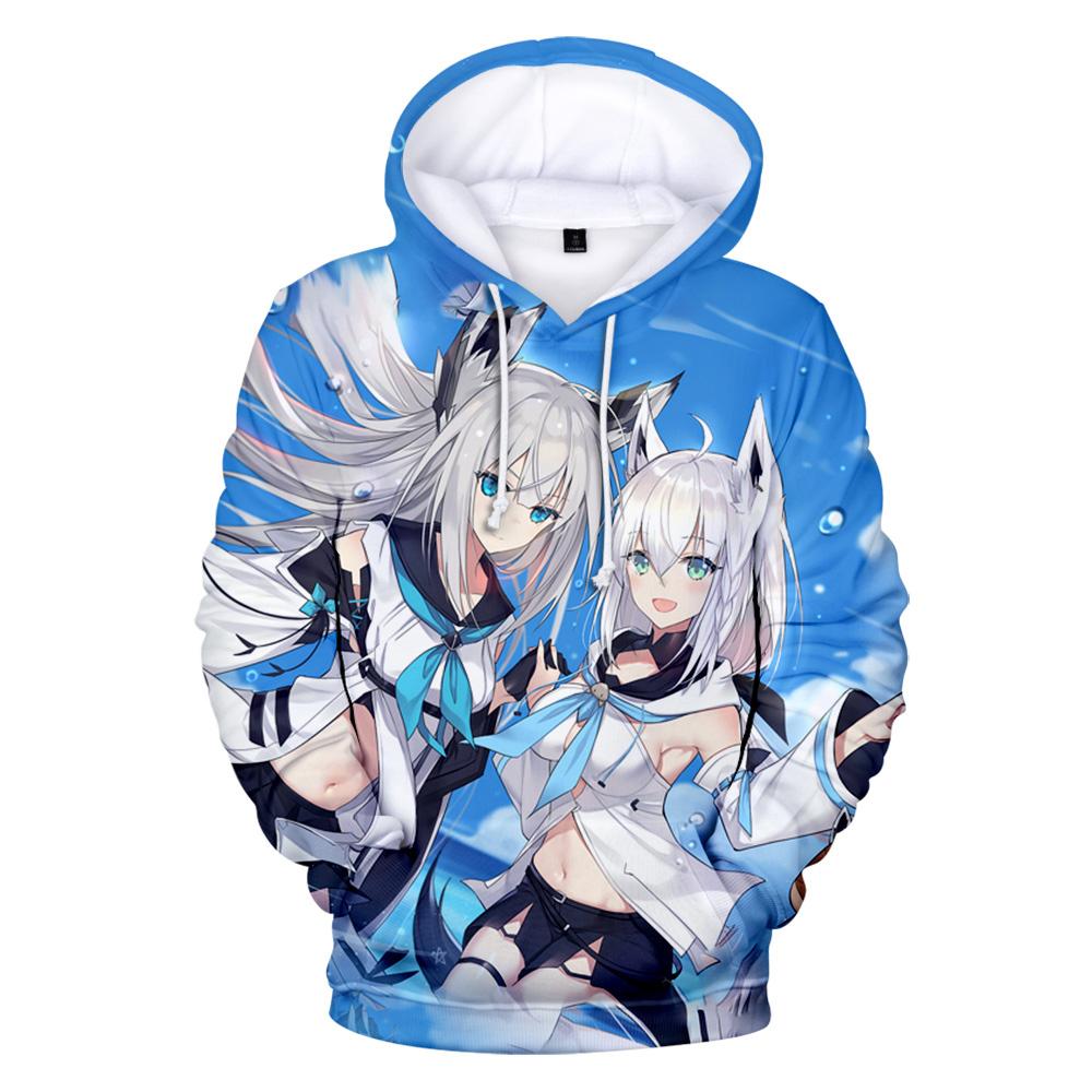 Толстовки Kawaii Shirakami Fubuki для девочек и мальчиков, детские толстовки с героями мультфильмов Shirakami Fubuki, одежда для мужчин и женщин, толстовки для косплея в стиле аниме