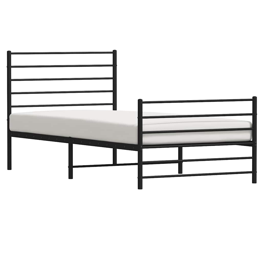 Vidaxl Металлическая Рама Кровати С Изголовьем И Изножьем, Черная, 100X190См