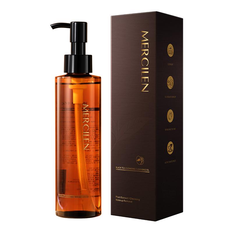 MERCILEN 185ml Black Tea Cleansing Oil Gentle Cleansing Face Eyes and Lips Makeup Remover Milk Plant Cleansing Oil