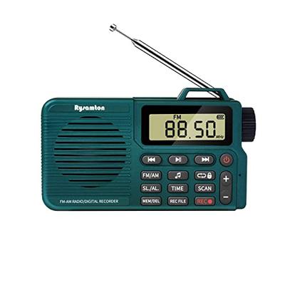 Компактное многофункциональное радио с высокой чувствительностью приема FM/AM, функцией записи в одно касание, воспроизведением MP3 и перезаряжаемой батареей 2000 мАч (зеленый)