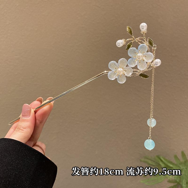 Винтажная заколка для волос в стиле ханьфу, женская, металлическая, с глазурью, вилка для волос, палочки для волос, шпилька, женские украшения, заколка для волос, аксессуары