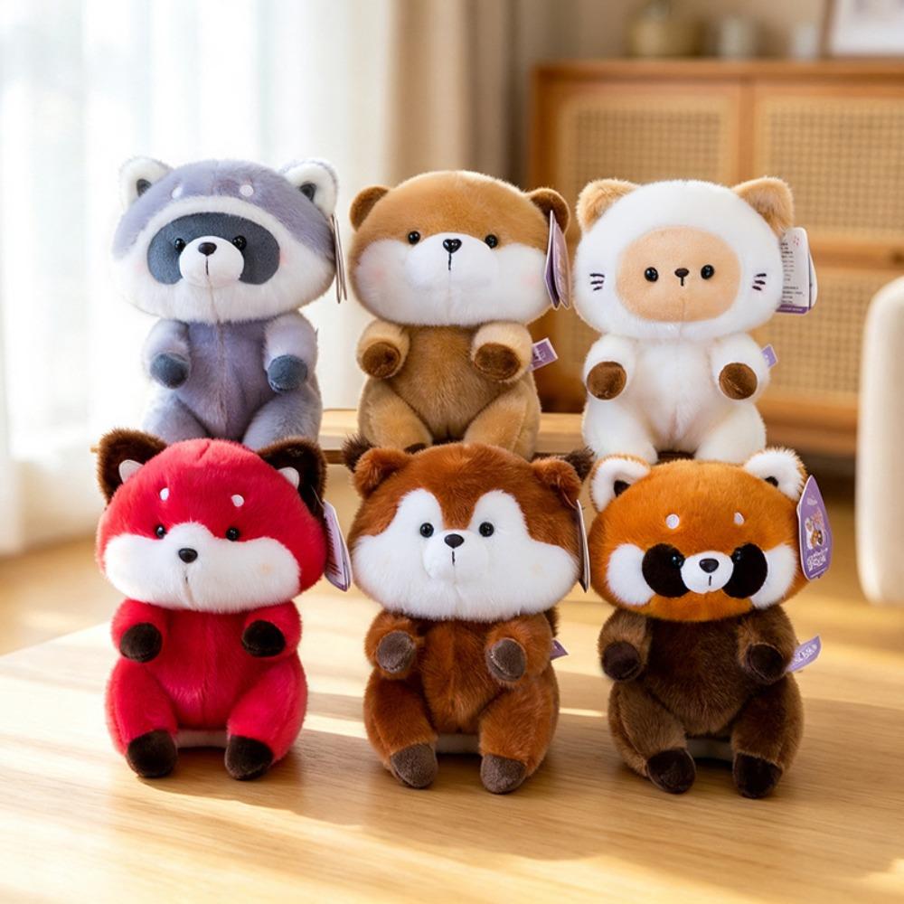Cartoon Style Plush Doll PP Cotton Raccoon Plush Cute Fridge Magnet Household