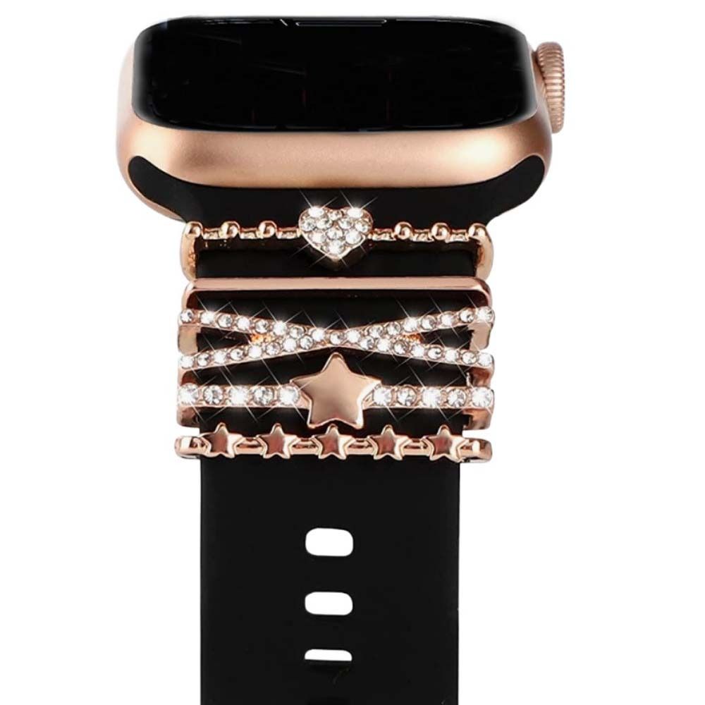 Металлический браслет-пояс Шармы Ремешок для часов Декоративное кольцо Для Apple Алмазное украшение Для iwatch Браслет Силиконовый ремешок Ювелирный аксессуар